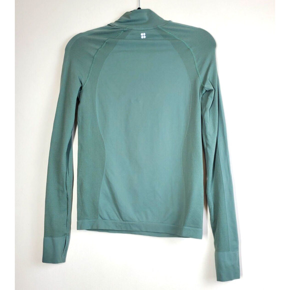 Sweaty Betty Womens 4-6 Athlete Seamless Half Zip Long Sleeve Top Small Green - Picture 4 of 9